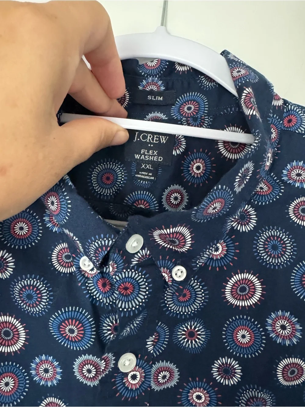 J.Crew Flex Washed Men’s XXL Slim Fit Short Sleeve Shirts Lot of 2 Navy Print